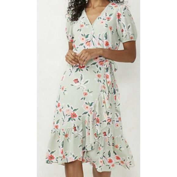 Lc Lauren Conrad Puff Sleeve Wrap Midi 